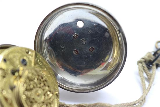 A George III silver pair cased verge pocket watch by Edward Maud, Daventry.